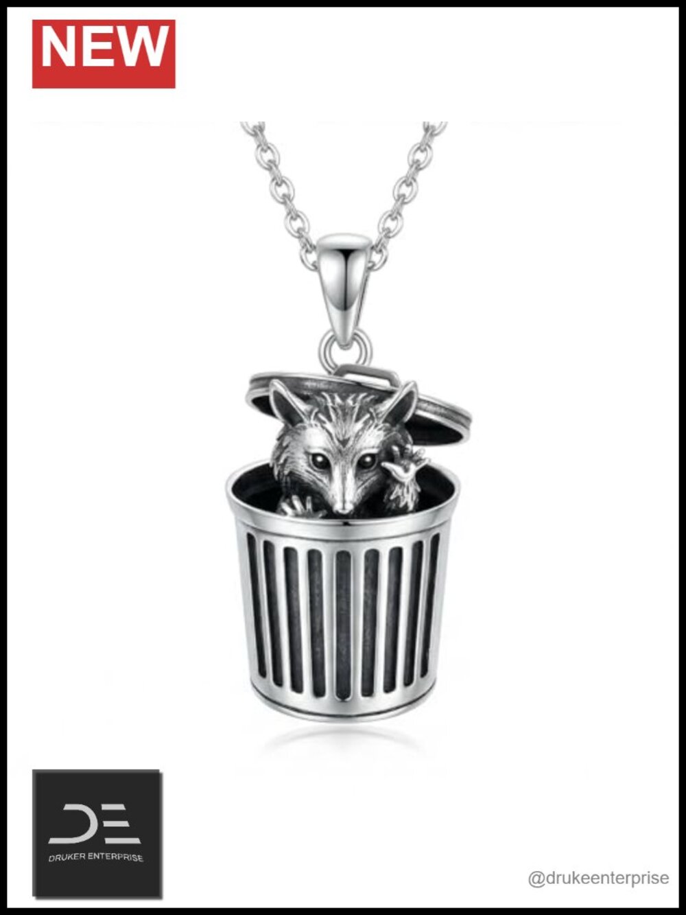 Sterling Silver Opossum Pendant Necklace Gift for Women